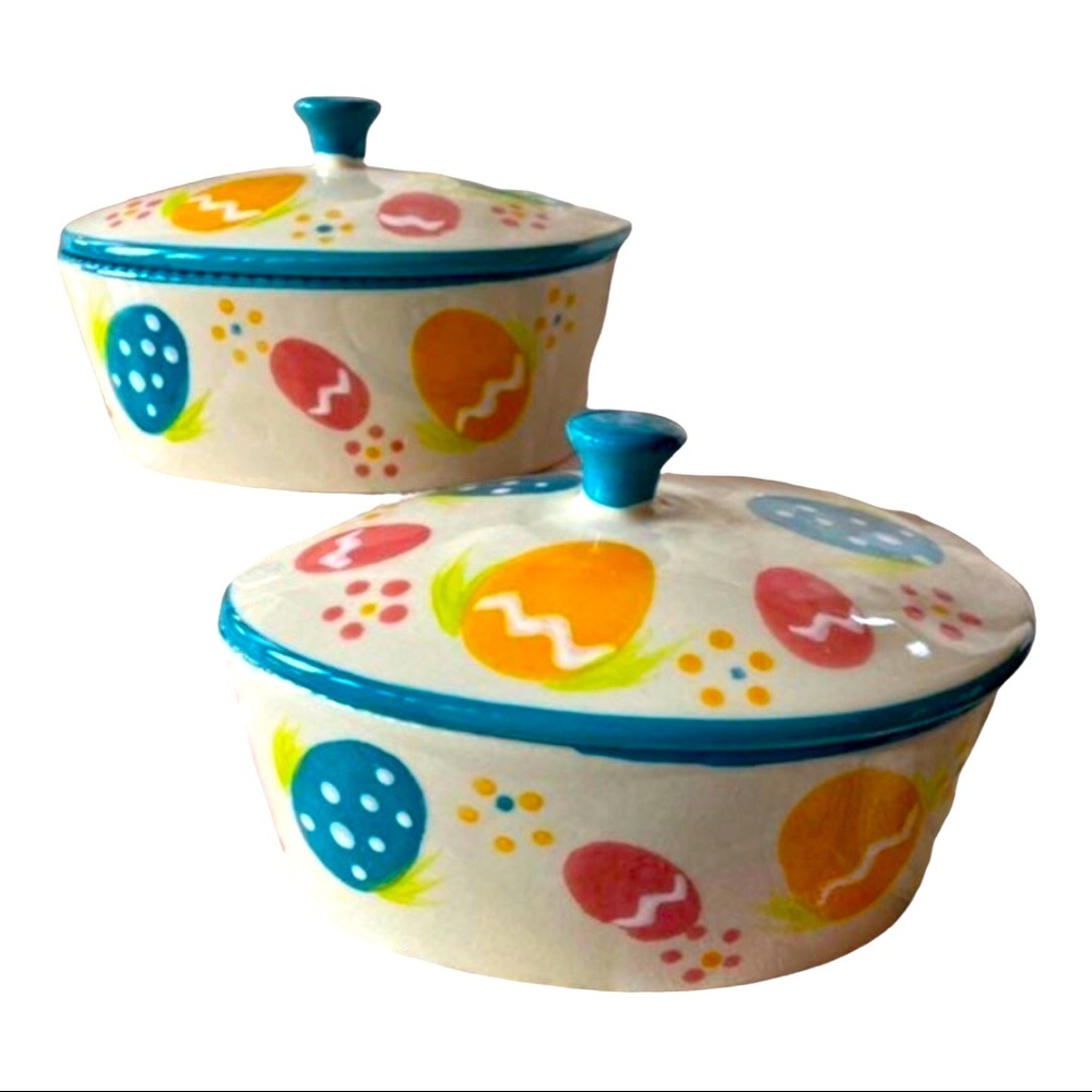 EASTER CASSEROLE  By Tara Old World 10 Oz  dishes with lids Set 2 Temptations